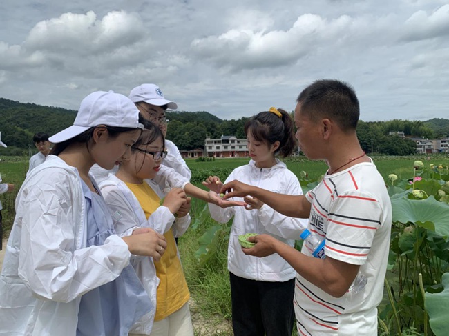隊員參觀蓮子生產基地。福建船政交通職業學院供圖