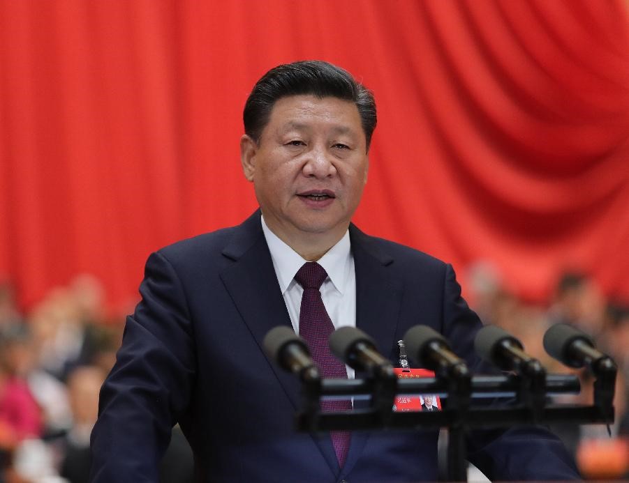 10月18日，習近平在中國共產黨第十九次全國代表大會上作報告。